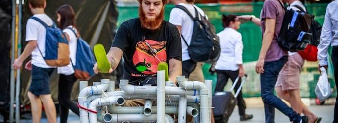 With PVC Pipes And A Pair Of Flip Flops, One Street Performer Makes Music