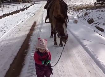 Watch A Little Girl And A Big Horse Go For The Most Adorable Walk