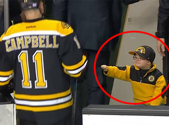 Adorable Boston Bruins Fan Fist Bumps The Whole Team Before A Game.