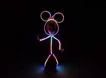 Father Makes A Cool Glowing LED Minnie Mouse Halloween Costume For His Daughter.