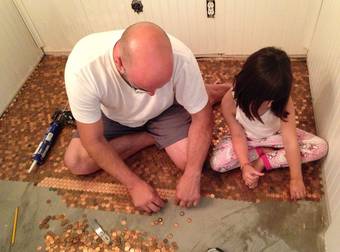 This Floor Is Made Entirely Of Old, Thrown Out Pennies And It Looks Great