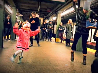 Cute Little Girl Starts An Awesome Dance Party In A NYC Subway Station